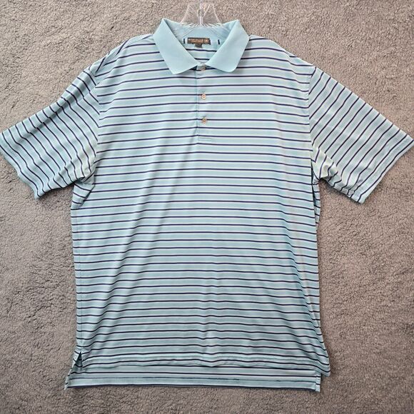 Peter Millar Men's Summer Comfort Polo Shirt Blue Striped Size XL - Picture 1 of 12